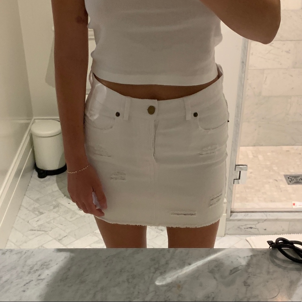White denim mini skirt! Fits size 26